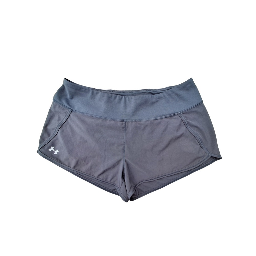 Under Armour Womens Black HeatGear Running Shorts Rear Zip Pocket Size Medium